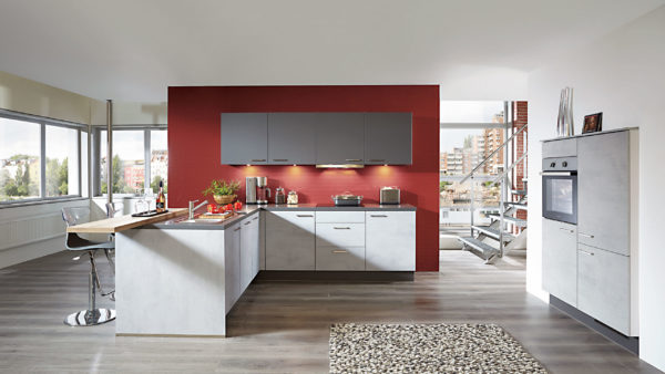 nobilia® Einbauküche Riva mit gorenje-Elektrogeräten und Esstheke